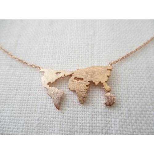 Stainless Steel World Map Necklaces For Women Planet Jewelry Gold Color Globe Necklaces Pendants Best Friend Gift for Traveler