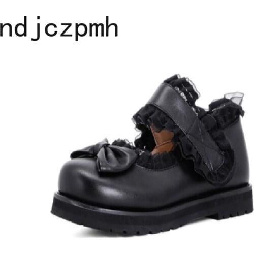 Spring and Autumn fashion women heels Design Round head Bow Asakuchi shoes lolita shoes women Butterfly-knot big size 32-43