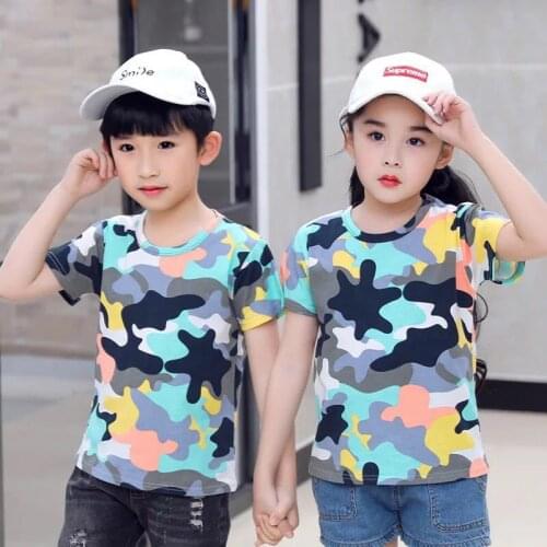 ZWY712 Boys & Girls T-shirt Cartoon Pattern Kids Boys Casual Kids Clothes Summer Girls Top 100% Cotton Children T-shirt