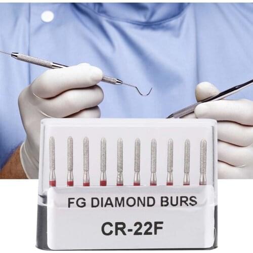 10pcs CR-22F Dentistry Stainless Steel 1.6mm Round Handle Dental Diamond Burs Drills