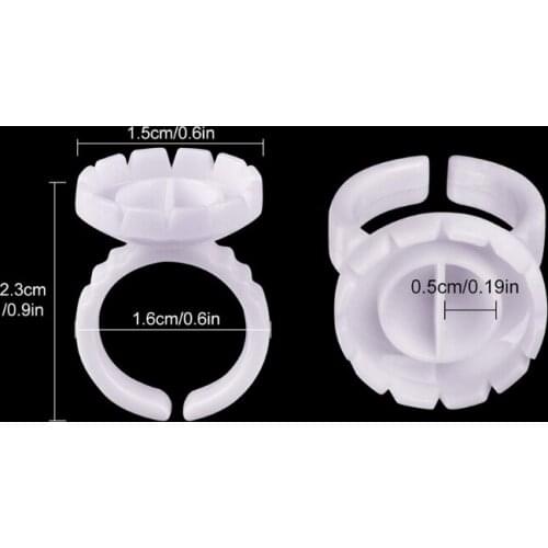 Y1UF 100PCS Disposable Eyelashes Extension Glue Rings Holder Volume Lashes Blooming Cups Lash Extensions