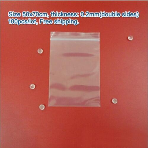 100pcs double sizes thickness 0.2mm Transparent PE Zip Lock jewelry Packaging bags, 50*70cm clear plastic bags for gift storage