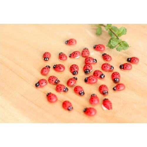 100pcs/lot Wooden Ladybird Ladybug Sticker Children Kids Painted Adhesive Back DIY Craft Home Party Holiday Decoration KS 009