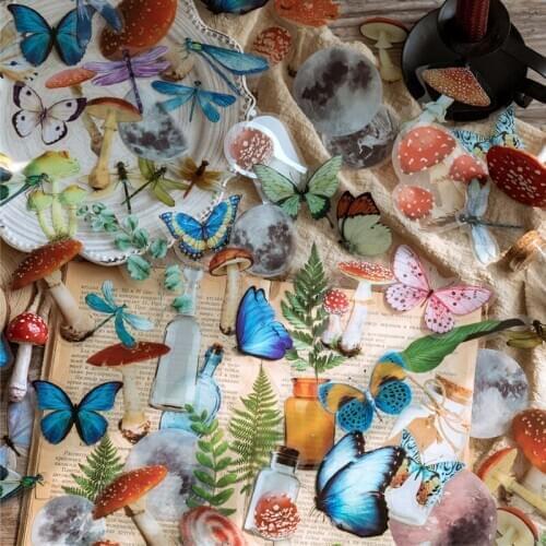 20Pcs/Bag Vintage Butterfly Moon Leaf PET Sticker Package DIY Diary Journal Decoration Sticker Album Scrapbooking
