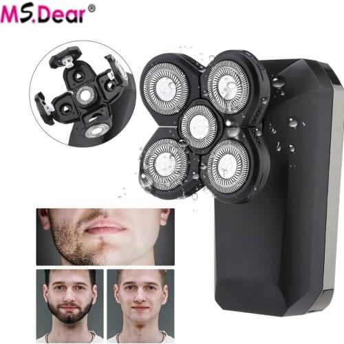 5 In 1 4D Electric Shaver Mens Rechargeable Bald Head 5 Floating Heads Beard Nose Ear Hair Trimmer Razor Clipper Facial Brush