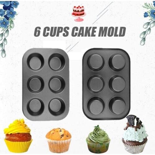 6-Cup Non-Stick Carbon Steel Cake Mold Baking Cupcake Tray Pan Kitchen DIY Bakeware Tool Форма для выпечки
