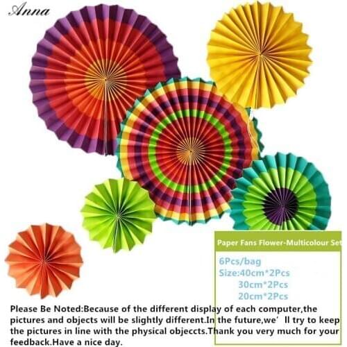 6pcs/lot Paper Fan Rosettes Backdrop Pinwheel Garland Party Fans Paper Medallions for Wedding Birthday Shower Everyday Decor