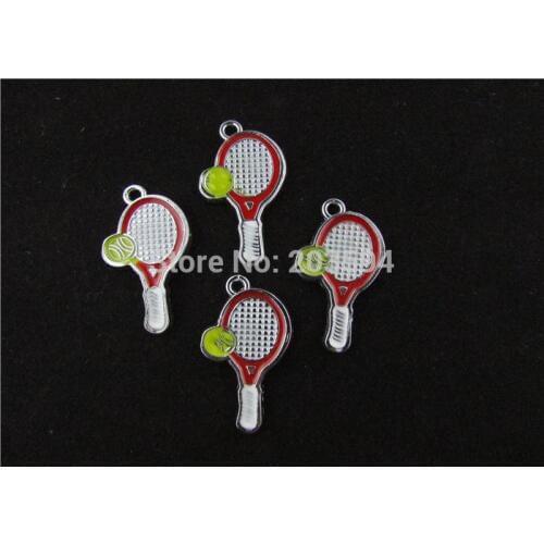 AE156 20pcs Mixed Silver Tone Enamel Tennis racket Charms Pendants Jewelry DIY Jewelry Findings Floating Charm 33x19mm