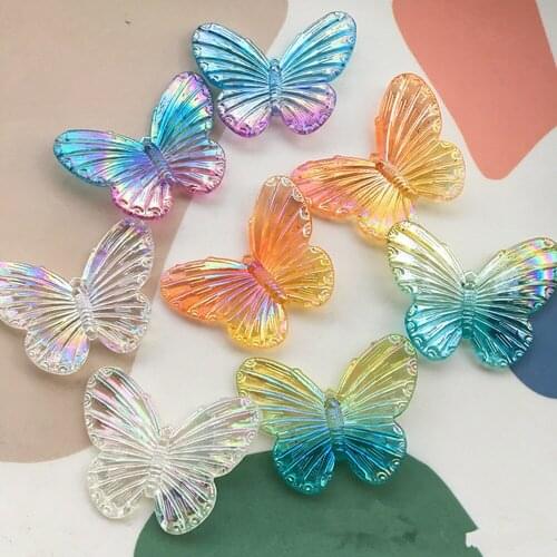 31*41mm 6pcs Acrylic Three-dimensional Symphony Butterfly Pendant Small Pendant Handmade DIY Earring Bag Keychain Jewelry