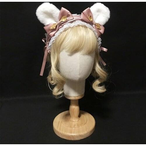 Hair Accessories Plush Bunny Ears Headdress Hairband Sweet Girl Bow Lolita Cute Headdress Anime Hairpin Cosplay Bunny Hairpin