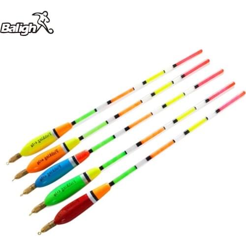 Balight Fishing Floating Vertical Buoy Fishing Accessories Copper Lead Wood Light Wood Buoy Cork Of Fishing Float 5 Pieces/Set