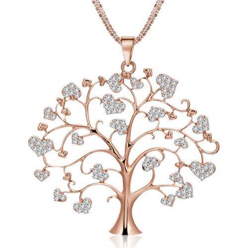 Big Rhinestone life tree necklace gold Bridesmaids Necklace