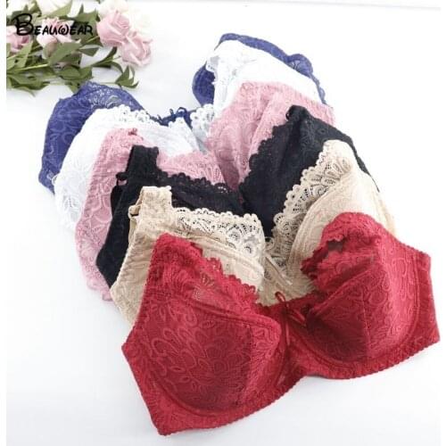 Beauwear Women Plus Size Ultra Thin Bras Embroidery Lingerie Female Unlined Floral Intimates 75F 75E 80E 85E 85DD 90DD 95E 100E