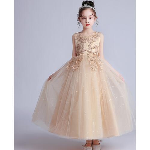 Flower Girl Wedding Sequin Eucharist party long dress 3-15 year old girl Princess family ball Eucharist dinner party dress