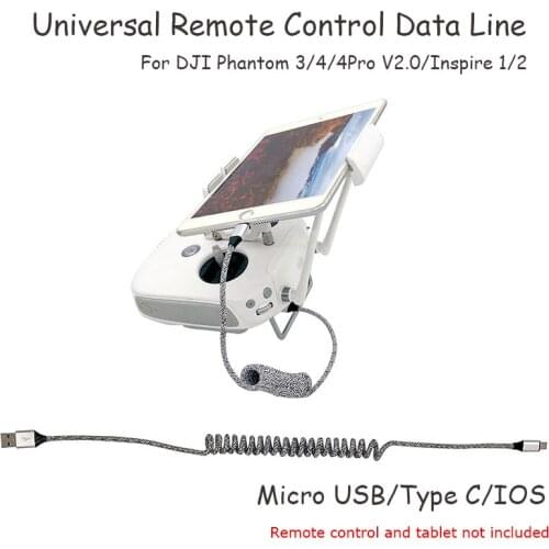 For DJI Phantom 4 3 4Pro V2.0 Inspire 1 2 Remote Controllerl Data Line Cable Wire Phone Tablet Android Micro USB Lighting Type C