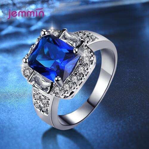 New Cubic Zirconia Crystal Promise Rings for Women Fashion Design Statement 925 Sterling Silver Wedding Anniversary Jewelry
