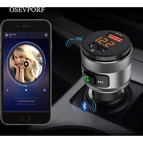QC 3.0 Car Bluetooth FM Transmitter Modulator Dual USB Ports Car Charger Wireless Audio Receiver Handfree Kit Digital Voltmeter