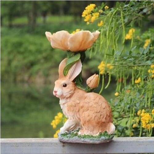 European-style simulation resin cute rabbit statue artwork, creative animal sculpture garden decoration crafts