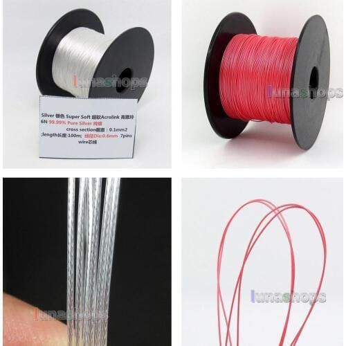 5m 30AWG Acrolink Pure Silver 99.9% Signal Wire Cable 7/0.1mm2 Dia:0.6mm For DIY LN004429