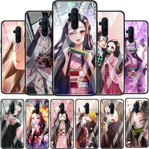 Kimetsu No Yaiba Nezuko Tempered Glass Cover For OnePlus Z 7 8 9 7T 8T 9R Nord 5G Pro Silicone Phone Case Coque