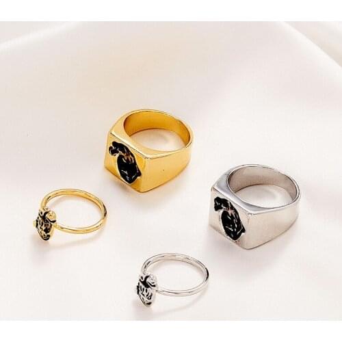Human Puzzle Anatomical Heart Rings For Women Men Hip Hop Punk Ring Couple Jewelry Wedding Gifts 2 pieces/set