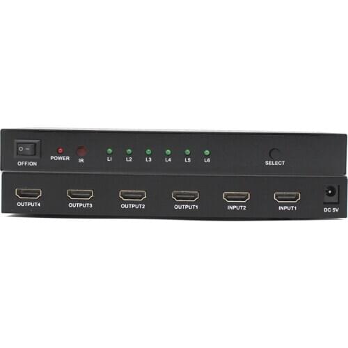 HDMI switch Splitter support 2 computers share 4 HDMI devices Supports HDMI 3D 1080p 4K x 2K