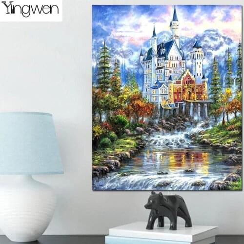 Korean Decor Fantasy Castle 5D DIY Diamond Painting Picture Mosaic Craft Beadwork Rhinestones Wall Art Landscape Home Decor Gift