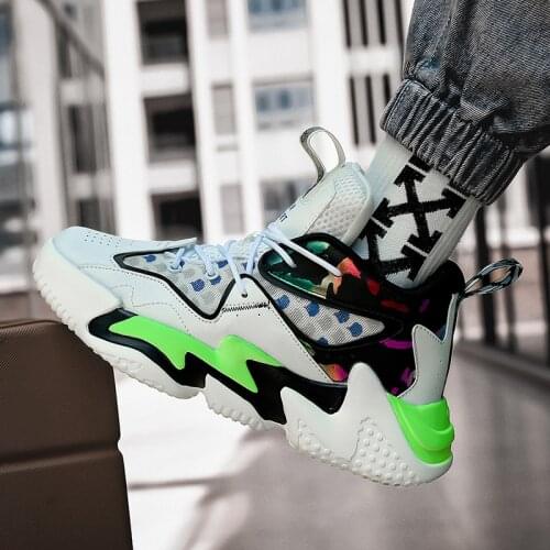 Fashion Mens Breathable Basketball Shoes High-Top Slip Wear-Resistant Sneakers Fashion Lace-Up Round Outdoor Shoes Four Seasons