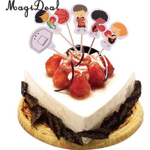 MagiDeal Novelty 24Pcs/Pack Basketball Boy Cupcake Picks Cake Toppers for Baby Shower Birthday Party DIY Craft Favors Decoration