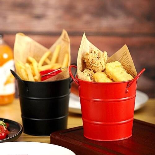 600ml 6 Colors Metal Bucket Wedding Party Fried Chicken Fries Candy Snack Food Container Ice Bucket Table Centerpiece Decoration
