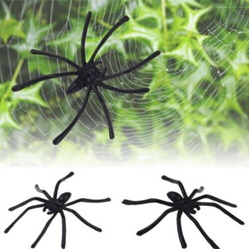 Lots 20pcs Halloween Plastic Black Spider Joking Toys Decoration Realistic Prop For Halloween Funny Joke Prank