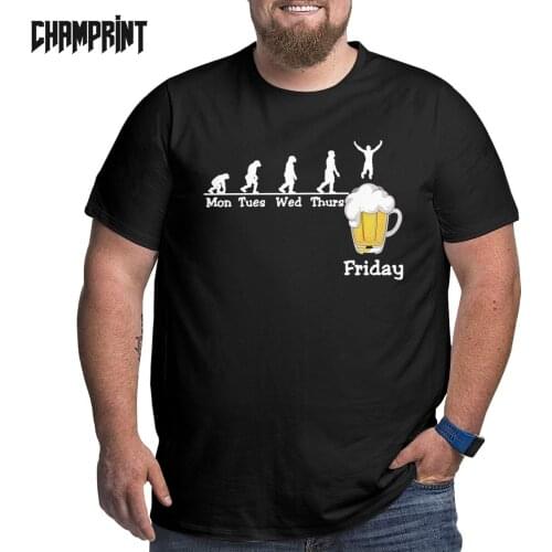 Men T-Shirt Mon Tues Wed Thurs Friday Beer Day Novelty Pure Cotton Big Tall Tees Short Sleeve T Shirt Crewneck Tops Plus Size