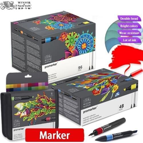 WINSOR & NEWTON Promarker 6/12/24/48/96 Colors Set Twin/ Double Tip Alcohol Based Marker Pens Design Pro Marker For Artists