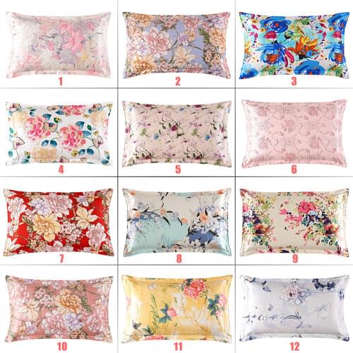 48x74cm Silk Pillowcase Single-sided Floral Printed Mulberry Silk Pillow Cover Pillow Cases For Home Sofa Living Room Bedroom