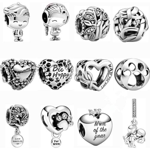 New charm original hollowed out love bee happy beads suitable for Pandora lady bracelet necklace jewelry accessories DIY