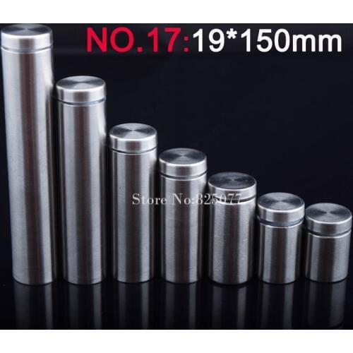 19*150mm Stainless steel fasteners advertisement glass standoff hollow screw glass cabinet display screw 500PCS wholesale KF849