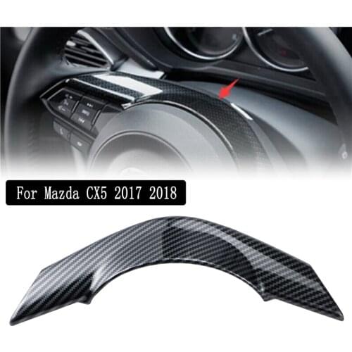Car Steering Wheel Panel Cover Trim For Mazda CX5 2017 2018 1 Piece Black Carbon Fiber Interio Decoration Accessories