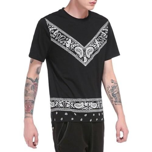 Vintage Pattern Print Patchwork Casual Tee Men 2021 Summer Short Sleeve Pullover Tops Fashion Hipster T-Shirt For Men Streetwear