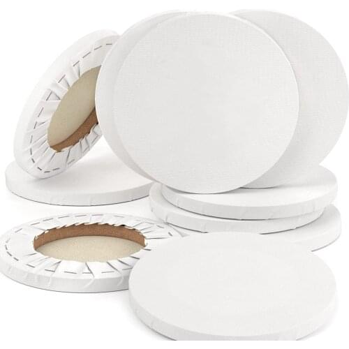 Stretched Canvas, 2 Pack Round Blank Canvases, 100% Cotton, 8 oz Gesso-Primed, Art Supplies for Acrylic Pouring and Oil Painting