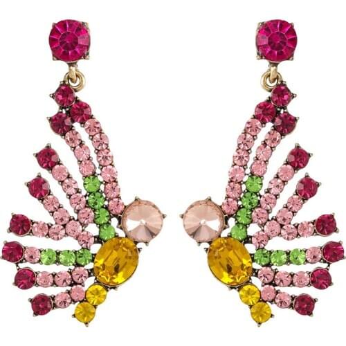 Multicolors Earring Fashion Alloy Rhinestone Glass Butterfly Earrings Female European and American Super Fairy Earrings New 2020