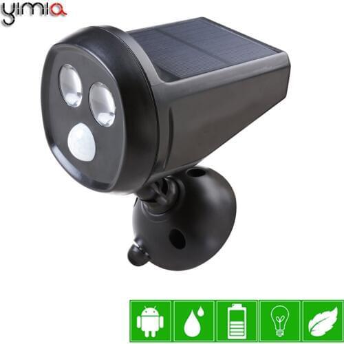 YIMIA LED Solar Lamp Outdoor Garden Lighting Body Sensor 2LED Owl Courtyard Street Night Lights 360 Rotation IP65 Waterproof