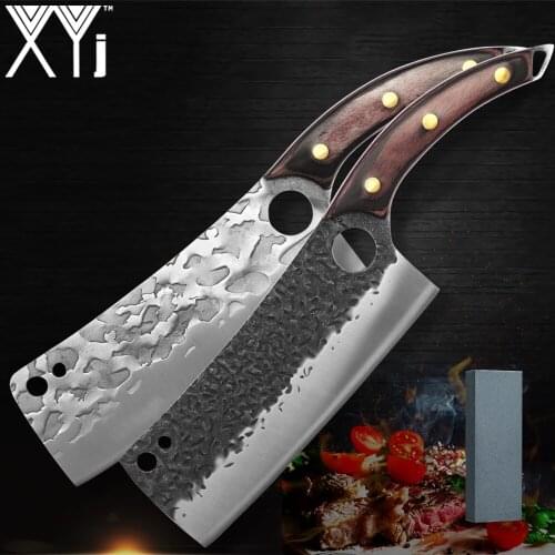 XYj 7.5'' INCH Chopping High Carbon Steel Knife Slaughter Cleaver Meat FisH Sharpening Stone Gift Box Cooking Slicer Tool