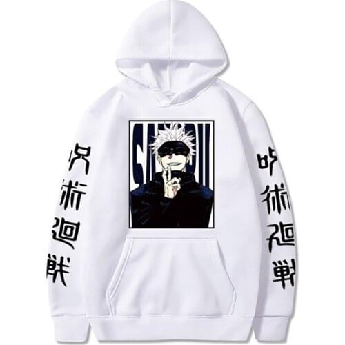 Japan Anime Satoru Gojo Jujutsu Kaisen Print Hooded Men Harajuku Casual Sweatshirt 2021 Streetwear Anime Fashion Mens Hoodie