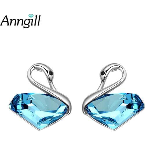 Top Quality Swan Stud Earrings For Women Made With Swarovski Elements Crystals Earing Brincos Bijoux Luxury Brand Jewelry