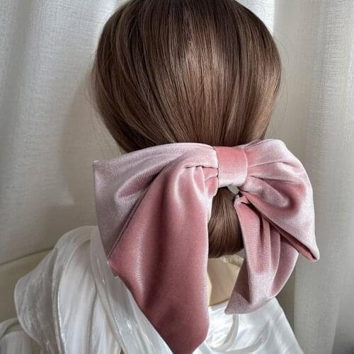 Fashion Oversized Long Tail Flannel Bow Barrette For Girls Hairgrips Hairpins Bowknots Hair Clips Women Headwear Hair Accessorie