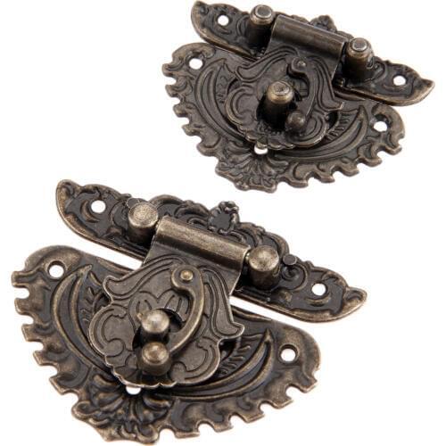 Vintage Style Jewelry Wine Wooden Box Hasps Lock Catch Latches Hook Antique Suitcase Buckle Clip Clasp Vintage Funiture Hardware