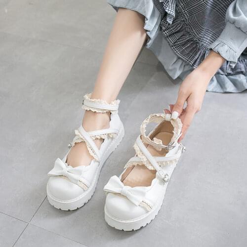 Comemore Lolita Shoes Women Japanese Sweet White Red Black Cosplay Kawaii Shoes Women Lolita Sneakers Cute Shoes Zapatilla Mujer