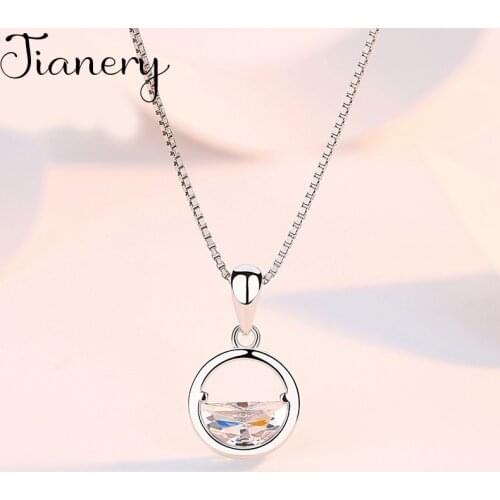 JIANERY Bohemian Vintage Silver Color Zircon Circle Necklaces For Women Charm Choker Necklace Boho Jewelry 2019 New
