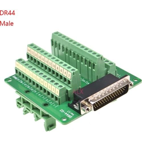 1PCS D-SUB DB44 44PIN male port din rail mounting Terminal block adapter converter PCB board DR44 male plug to terminal adapter