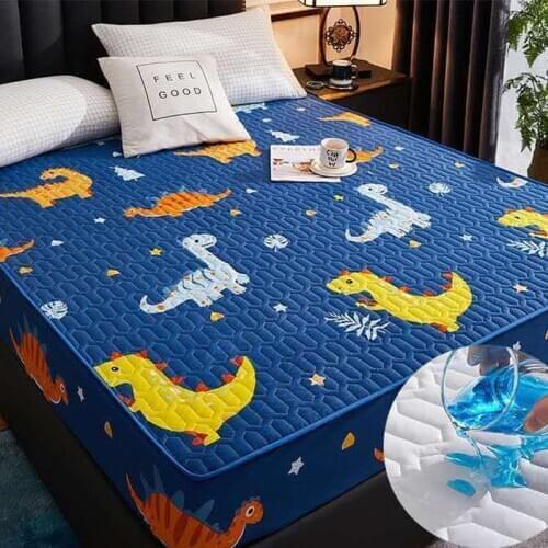 1 Pcs Nordic Style Bed Mattress Cover Waterproof Quilted Embossed Mattress Protector Pad Bed Fitted Sheet